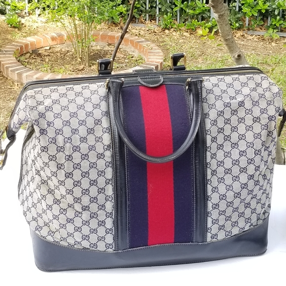 Extra pics for Rare Vintage Gucci web travel weekender Boston Train Case luggage - Picture 5 of 16